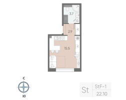 Студия № 178 Корп.: 7 , Секция 2  в ЖК Большая Охта