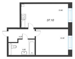 2 ккв (Евро) № 327 Корп.: 6 , Секция 3  в ЖК Большая Охта