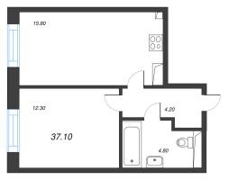 2 ккв (Евро) № 50 Корп.: 8 , Секция 1  в ЖК Большая Охта