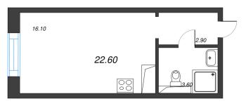 Студия № 316 Корп.: 6 , Секция 3  в ЖК Большая Охта