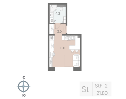 Студия № 289 Корп.: 6 , Секция 3  в ЖК Большая Охта