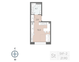 Студия № 9 Корп.: 8 , Секция 1  в ЖК Большая Охта