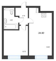 2 ккв (Евро) № 165 Корп.: 9 , Секция 3  в ЖК Большая Охта