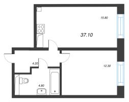 2 ккв (Евро) № 311 Корп.: 6 , Секция 3  в ЖК Большая Охта