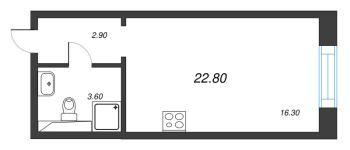 Студия № 293 Корп.: 6 , Секция 3  в ЖК Большая Охта