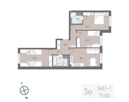 4 ккв (Евро) № 30 Корп.: 9 , Секция 1  в ЖК Большая Охта