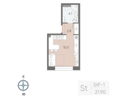Студия № 166 Корп.: 7 , Секция 2  в ЖК Большая Охта