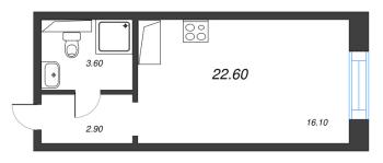 Студия № 310 Корп.: 6 , Секция 3  в ЖК Большая Охта