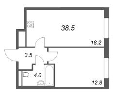 2 ккв (Евро) № 260 Корп.: 5 , Секция 4  в ЖК Большая Охта