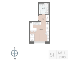 Студия № 288 Корп.: 6 , Секция 3  в ЖК Большая Охта