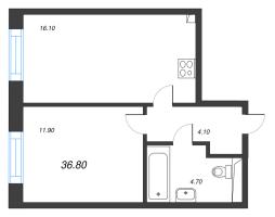 2 ккв (Евро) № 2 Корп.: 8 , Секция 1  в ЖК Большая Охта