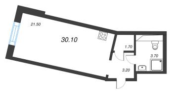 Студия № 104 Корп.: 9 , Секция 2  в ЖК Большая Охта