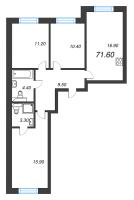 4 ккв (Евро) № 161 Корп.: 9 , Секция 3  в ЖК Большая Охта