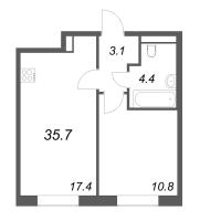 2 ккв (Евро) № 136 Корп.: 5 , Секция 2  в ЖК Большая Охта
