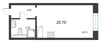 Студия № 309 Корп.: 6 , Секция 3  в ЖК Большая Охта