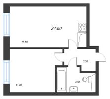 2 ккв (Евро) № 18 Корп.: 9 , Секция 1  в ЖК Большая Охта