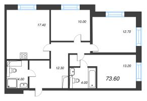 4 ккв (Евро) № 48 Корп.: 8 , Секция 1  в ЖК Большая Охта