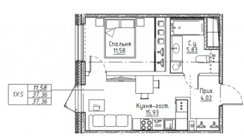 2 ккв (Евро) № 442 Корп.: А , Секция 10  в ЖК Большой Сампсониевский, 32