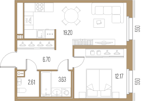 2 ккв (Евро) № 46 Корп.: А , Секция 1  в ЖК Большой Сампсониевский, 32