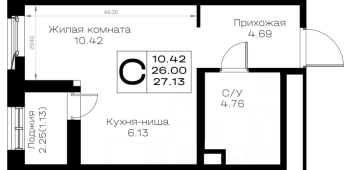 Студия № 31 Корп.: 1.1 , Секция 2  в ЖК Борский