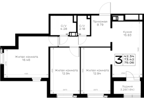 4 ккв (Евро) № 490 Корп.: 1.1 , Секция 7  в ЖК Борский