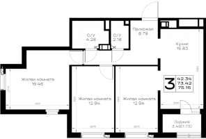 4 ккв (Евро) № 450 Корп.: 1.1 , Секция 7  в ЖК Борский
