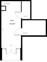 К. пом № 11к Корп.: 1.1 , Секция 5  в ЖК Борский