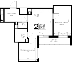 3 ккв (Евро) № 189 Корп.: 1.1 , Секция 4  в ЖК Борский