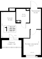 2 ккв (Евро) № 115 Корп.: 1.1 , Секция 3  в ЖК Борский
