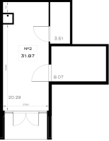 К. пом № 2к Корп.: 1.1 , Секция 3  в ЖК Борский