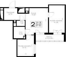 3 ккв (Евро) № 261 Корп.: 1.1 , Секция 4  в ЖК Борский