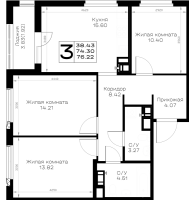 4 ккв (Евро) № 353 Корп.: 1.1 , Секция 6  в ЖК Борский