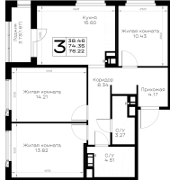 4 ккв (Евро) № 419 Корп.: 1.1 , Секция 6  в ЖК Борский