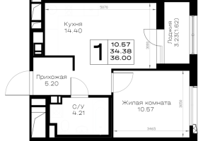 1 ккв № 347 Корп.: 1.1 , Секция 6  в ЖК Борский