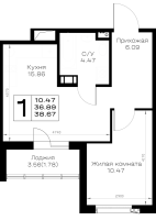 2 ккв (Евро) № 276 Корп.: 1.1 , Секция 5  в ЖК Борский