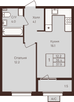 2 ккв (Евро) № 158, Секция 3  в ЖК Braun Hause Family