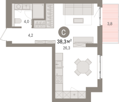Студия № 5.7.8 Корп.: 2 , Секция 5  в ЖК Брусника в Новоселье