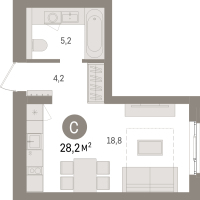 Студия № 7.4.8 Корп.: 2 , Секция 7  в ЖК Брусника в Новоселье
