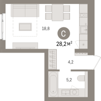 Студия № 11.3.7 Корп.: 2 , Секция 11  в ЖК Брусника в Новоселье