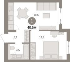 2 ккв (Евро) № 9.2.4 Корп.: 2 , Секция 9  в ЖК Брусника в Новоселье