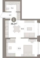 2 ккв (Евро) № 8.1.3 Корп.: 2 , Секция 8  в ЖК Брусника в Новоселье
