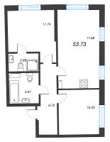 3 ккв (Евро) № 229 Корп.: 1 Уч. 56 , Секция 2  в ЖК Бульвар Грина