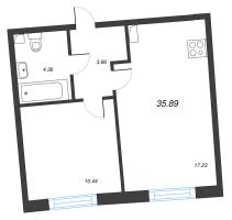 2 ккв (Евро) № 203 Корп.: 1 Уч. 56 , Секция 2  в ЖК Бульвар Грина