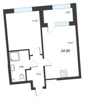 1 ккв № 232 Корп.: 1 Уч. 56 , Секция 2  в ЖК Бульвар Грина