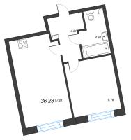 2 ккв (Евро) № 18 Корп.: 1 Уч. 56 , Секция 1  в ЖК Бульвар Грина