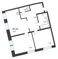 3 ккв (Евро) № 51 Корп.: 1 Уч. 56 , Секция 1  в ЖК Бульвар Грина