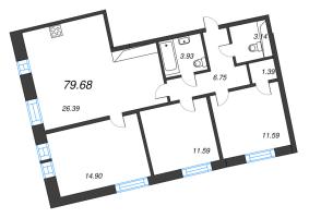 4 ккв (Евро) № 118 Корп.: 1 Уч. 56 , Секция 1  в ЖК Бульвар Грина