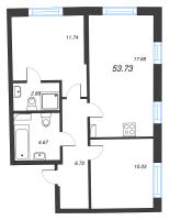 3 ккв (Евро) № 262 Корп.: 1 Уч. 56 , Секция 2  в ЖК Бульвар Грина