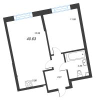 2 ккв (Евро) № 13 Корп.: 1 Уч. 56 , Секция 1  в ЖК Бульвар Грина