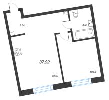 2 ккв (Евро) № 76 Корп.: 1 Уч. 56 , Секция 1  в ЖК Бульвар Грина